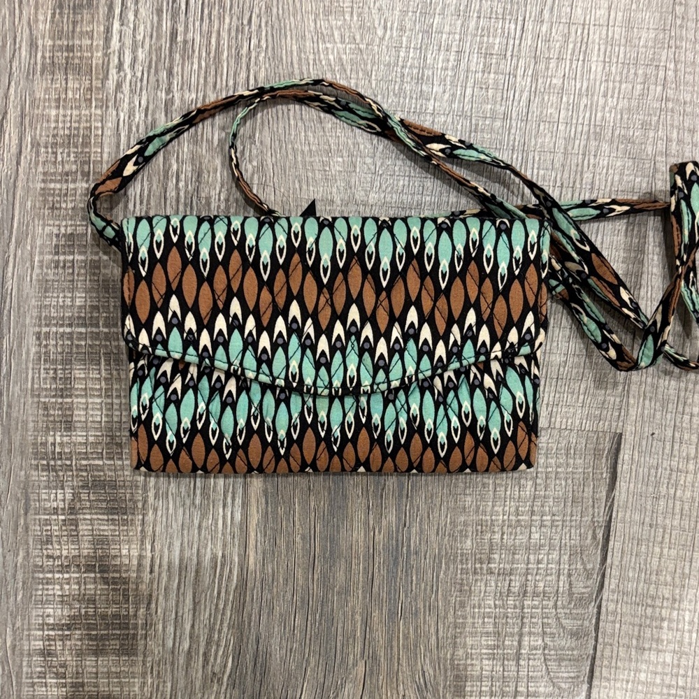 Vera Bradley Crossbody Wallet - Brown and Green